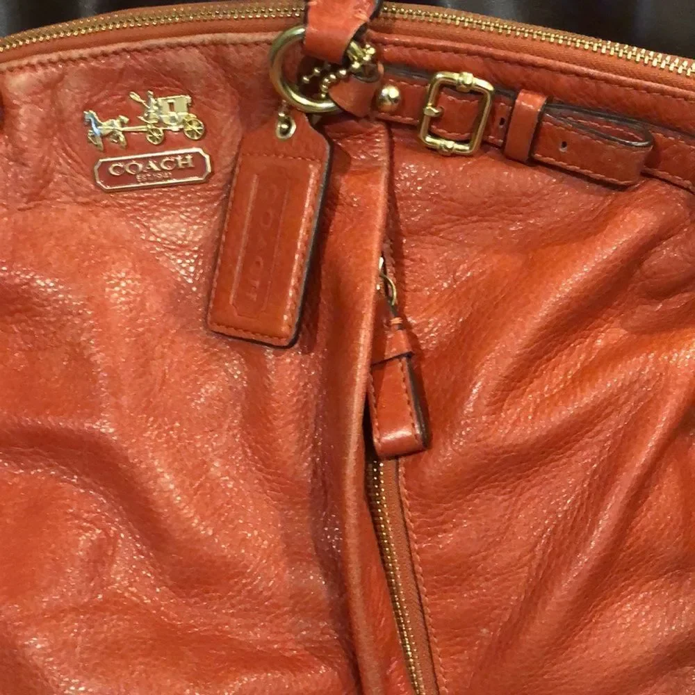 COACH Copper Orange Leather Hobo Satchel Crossbody Shoulder Bag Vintage